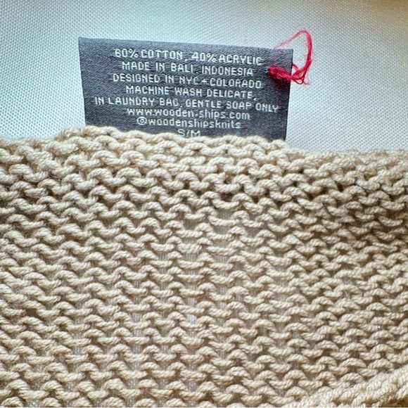 Excellent condition, never worn Wooden Ships tan color Love Sweater in size S/M - Picture 5 of 5